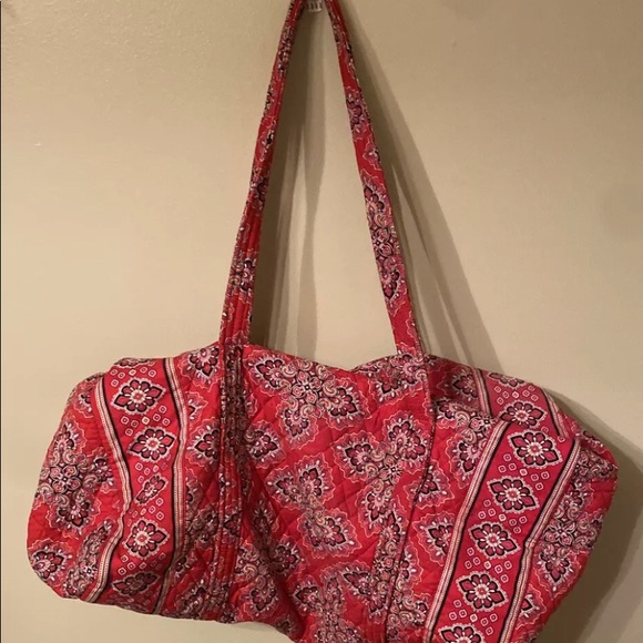 Vera Bradley Red Paisley Duffel Handbag 24”x16” - Picture 2 of 4